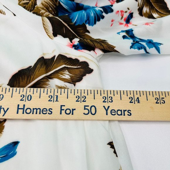 Entro Blouse Womens Small, Medium, Large Off Shoulder Feathers Hibiscus Spring - Picture 15 of 16